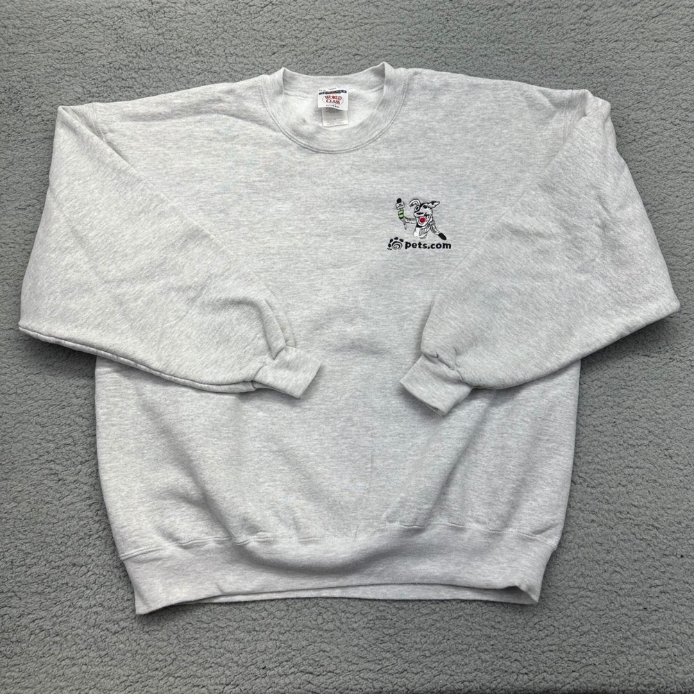 Jerzees World Class Pets com Dog TV‎ Crewneck Sweatshirt XL Heather Gray